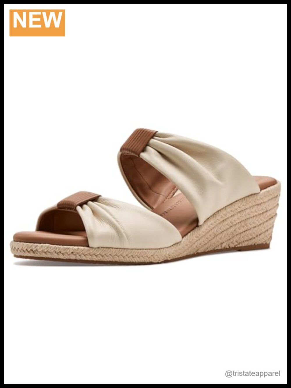 Women's Leather Wedge Espadrille Sandals Slip On
